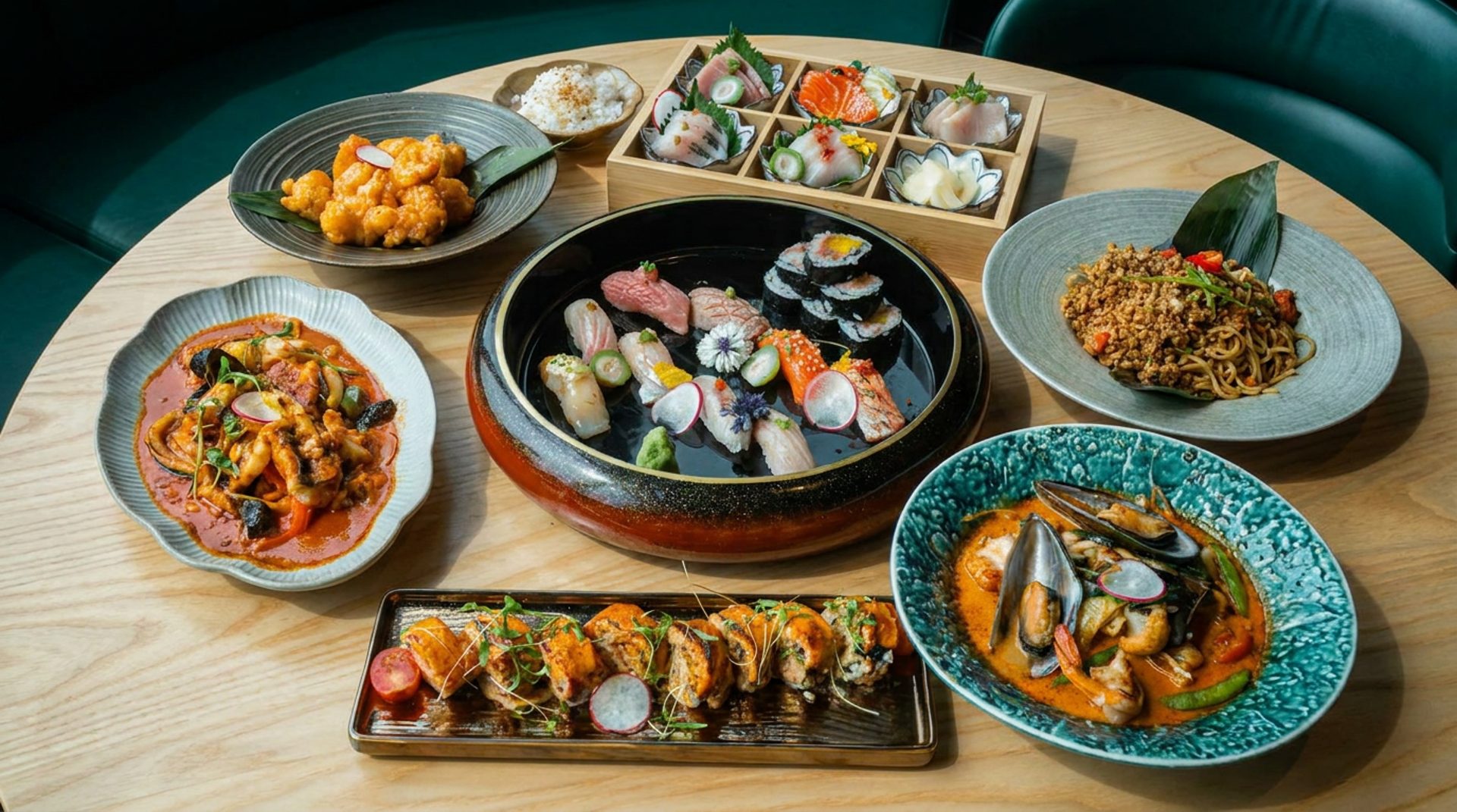Two cuisines, one table