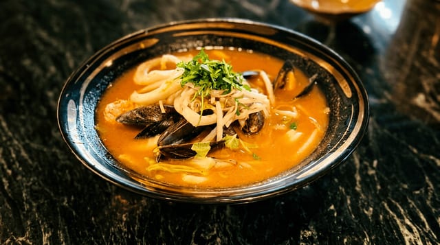 Tom Yum Seafood Noodle Soup.