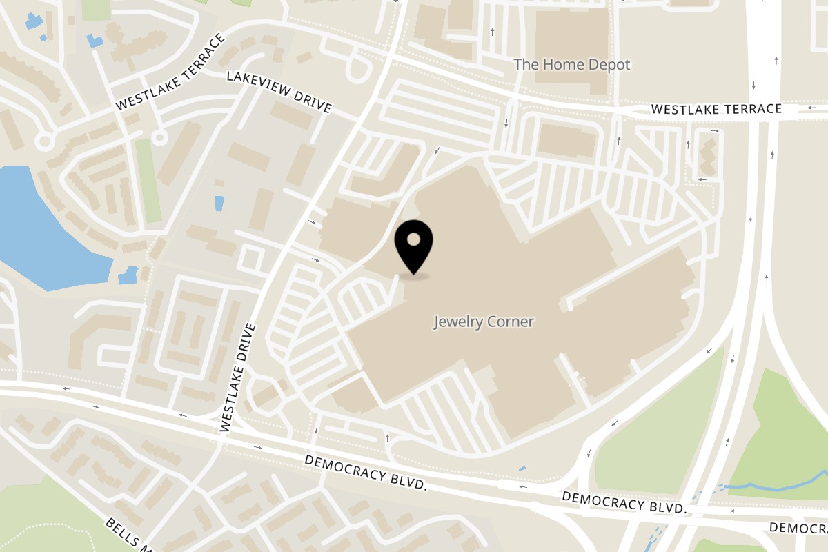 Map showing the location of Shiki Fusion on 7101 Democracy Blvd #3200 in Bethesda